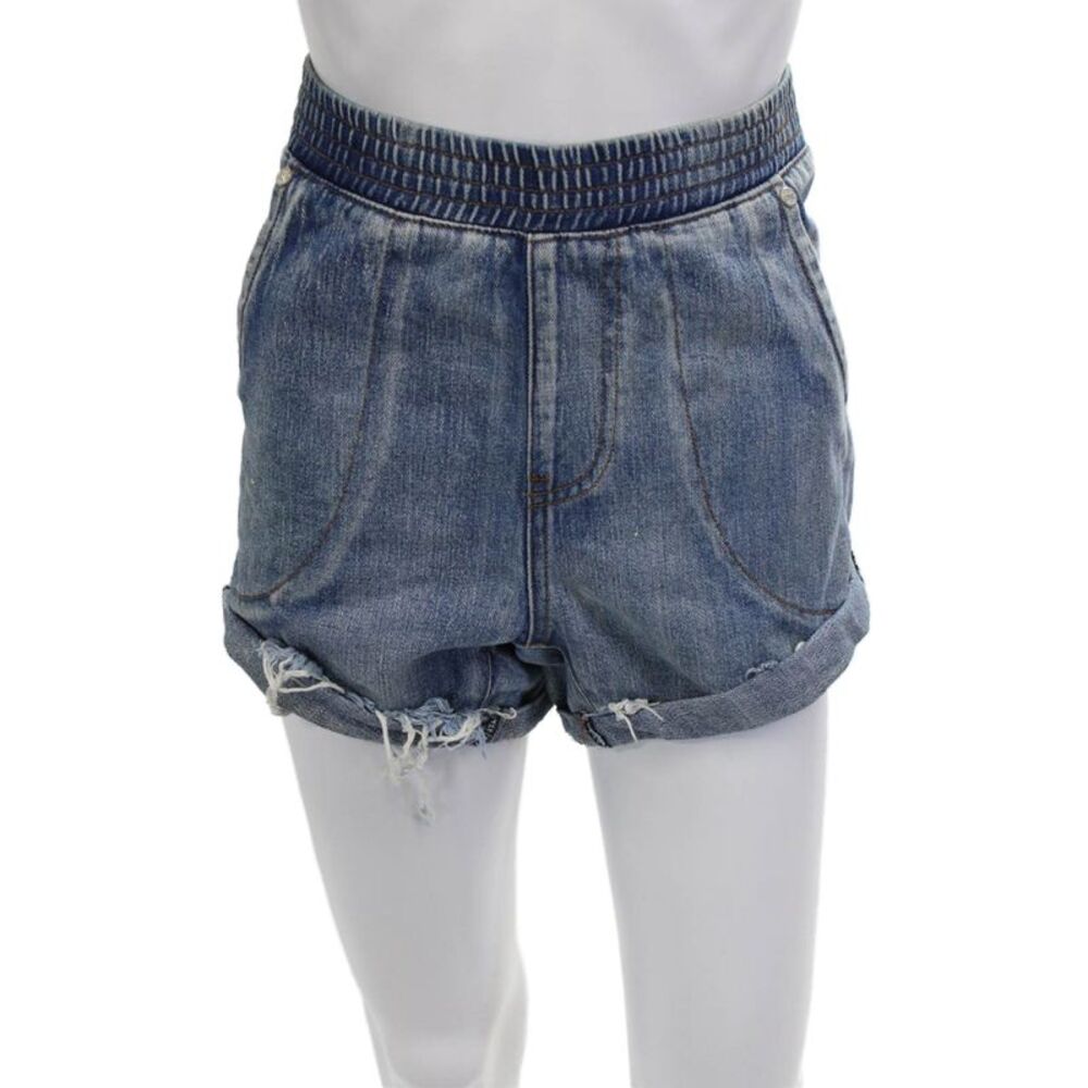 One by One Teaspoon Unisex 90s Blue Button Shorts Size 26